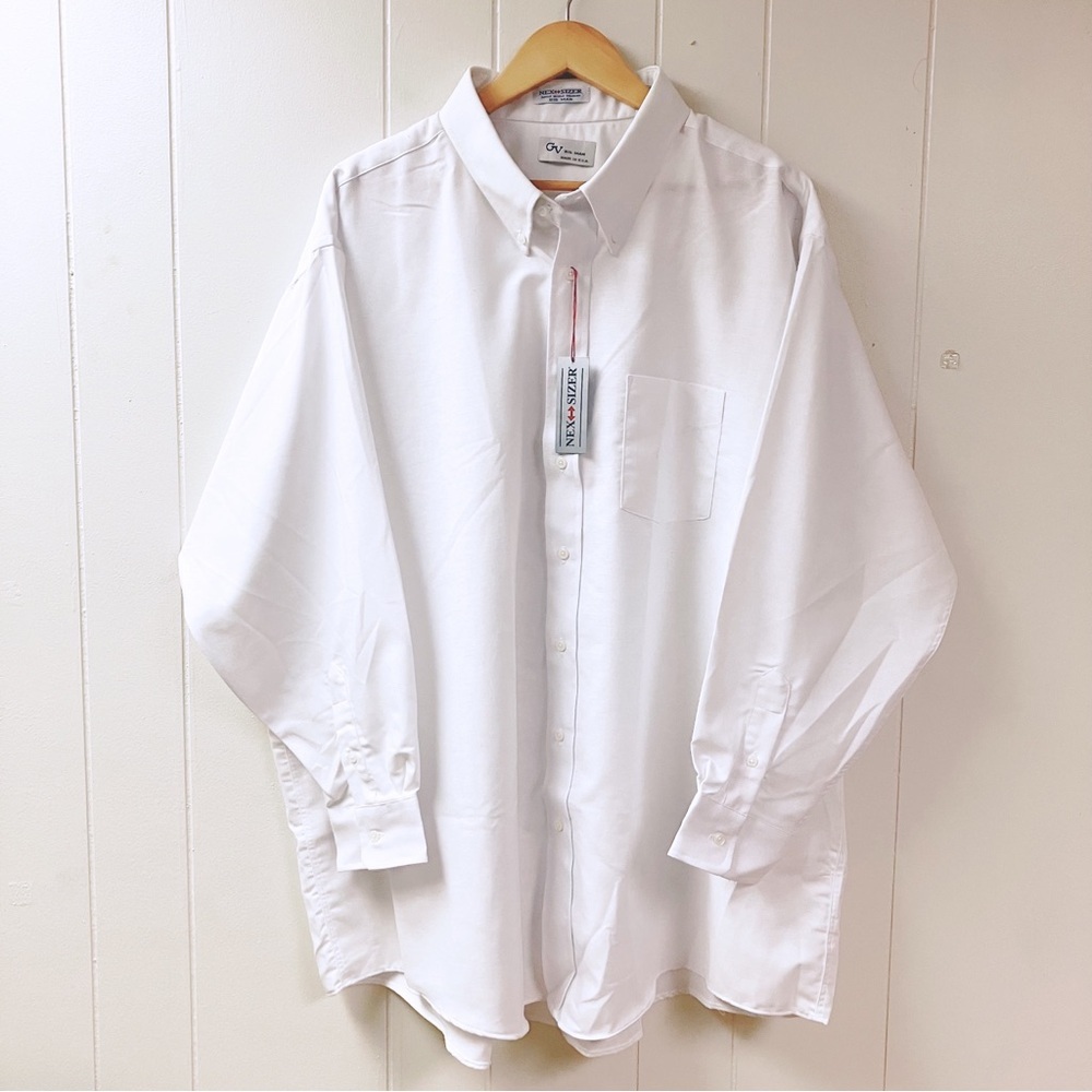 NWT Office Wedding Travel Big Tall Mens Button-Down Shirt SZ 20/5 White Preppy